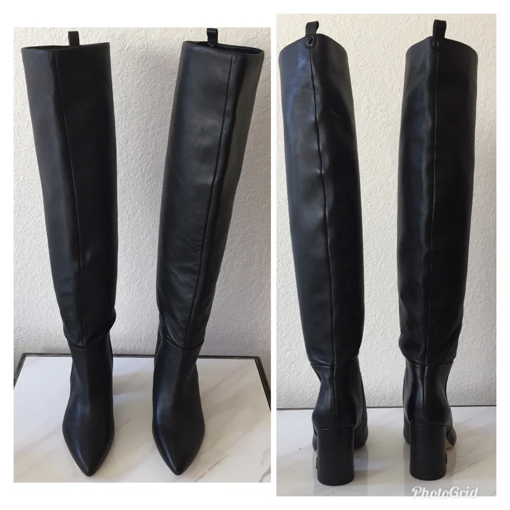 Sam Edelman Black Leather Block Heel Boots